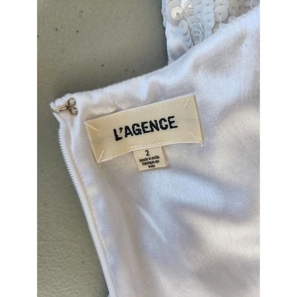 NWOT L'agence v-neck Sequin Mini Dress Size 2 White - Picture 10 of 10